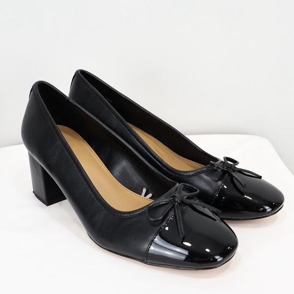 J. Crew Cap-Toe Ballet Block Heel Black Size 9 - Picture 2 of 11